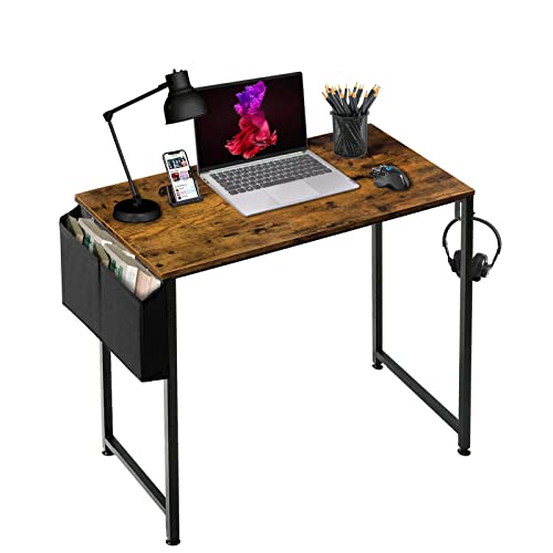 Small Desk for Small Spaces - Student Kids Study Writing Computer Table for Home Office Bedroom School Work PC Workstation,Rustic 30 31 Inch