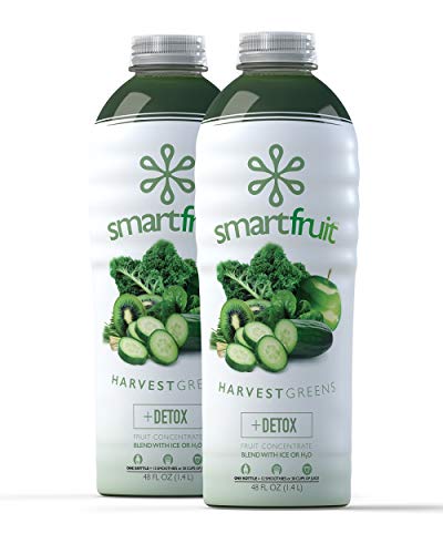 Smartfruit Harvest Greens + Detox, 100% Real Fruit Purée (Smoothie Mix) No Added Sugar, Non-GMO, No Additives, Vegan, Family Size 48 Fl. Oz (2 Pack)