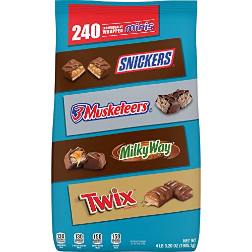 SNICKERS, TWIX, 3 MUSKETEERS & MILKY WAY Minis Size Easter Bulk Chocolate Candy Variety Mix, 67.2-Ounce 240 Pieces (Packaging May Vary)