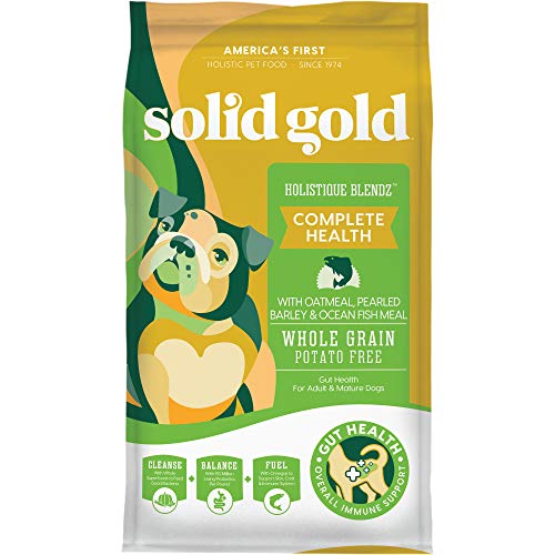 Solid Gold Dry Dog Food for Adult & Senior Dogs - Made with Oatmeal, Pearled Barley, and Fish Meal - Holistique Blendz Potato Free High Fiber Dog Food for Sensitive Stomach & Immune Support - 28.5 LB