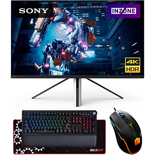 Sony 27" INZONE M9 4K HDR 144Hz Gaming Monitor (2022 Model) Bundle with Deco Gear Mechanical Gaming Keyboard, RGB Mouse and Large Mousepad