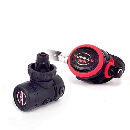 SOPRAS TEK REGULATOR BALANCED BLACK MERCURIO DIN ICE SWIVEL 2nd STAGE SATURNO BAL. ADJUSTABLE RED { 28in ? 72cm} Red braided flex hose SCUBA DIVING TECHNICAL TECH DIVE