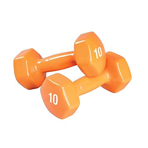 SPRI Vinyl Dumbbells, Set of 2, 10-Pound (Orange)