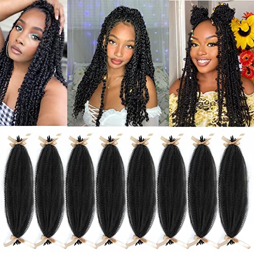 Springy Afro Twist Hair 30 Inches Pre-Separated Marley Twist Braiding Hair 8 Pack Spring Twist Hair Afro Twist Hair For Soft Locs Crochet Hair Marley Hair For Black Women (30 Inch (Pack of 8), 1B)