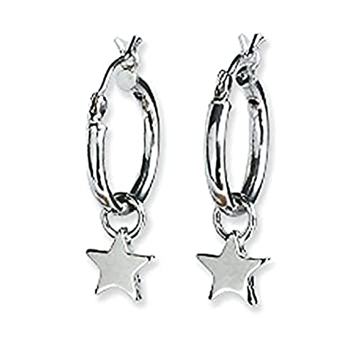 Sterling Silver Huggie Earrings Huggie Hoops Silver Star Earrings Dangle Star Hoop Earrings for Women Tiny Hoop Earrings for Sensitive Ears Hoop Earrings with Charm Huggies Earrings