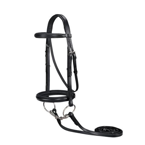 Suffolk Dover Saddlery Single Crown Classic Dressage Bridle- Black, Horse Size