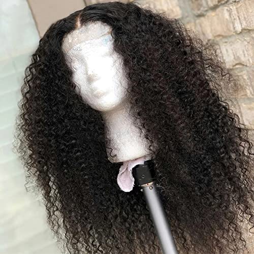 SUNTU Lace Front Wigs Human Hair Kinky Curly Wig 13x4 HD Transparent Lace Wigs Afro Kinky Curly Human Hair Wigs Pre Plucked Bleached Knots With Baby Hair Natural Hairline (20 Inch)