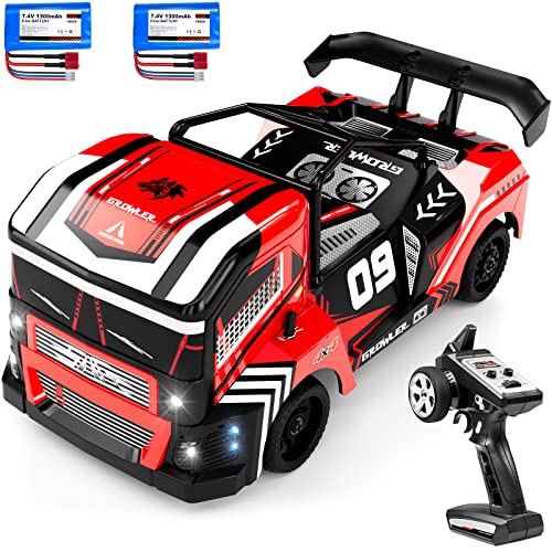 Supdex 1:16 Remote Control Car for Drift and Race, 2.4Ghz Full Proportional 40KM/H High Speed RC Drag Cars for Adults and Kids, 4WD Racing Drifting Truck with Two Batteries Birthday