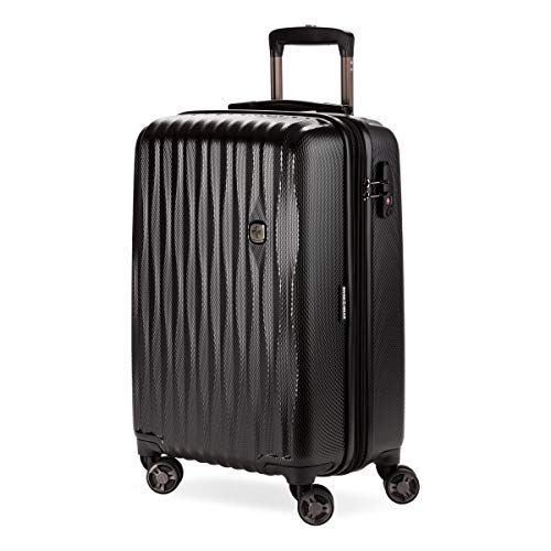 SwissGear 7272 Energie Hardside Luggage Carry-On Luggage With Spinner Wheels & TSA Lock, Black, 19”