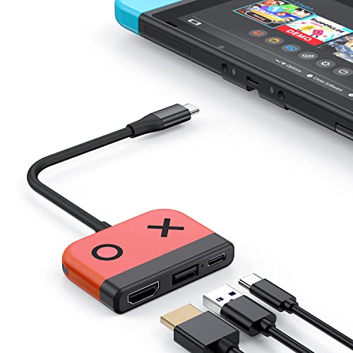 Switch Dock for OLED Nintendo Switch,Portable TV Dock with HDMI USB 3.0 Port and USB C Charging,Travel Dock for Nintendo Switch Steam Deck Samsung MacBook Pro/Air and More