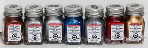 Testors Enamel Paints - 7 Metallic Color Set 1 - 1/4 oz- Metallic Gold, Metallic Silver, Metallic Copper, Flat Aluminum, Flat Steel, Blue Metal Flake, Red Metal Flake by Testor Corp.