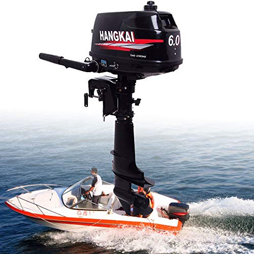 TFCFL 6HP 2-Stroke Electric Outboard Motor,Heavy Duty Outboard Motor Boat Engine Water Cooling CDI System, Tiller Control, Inflatable Fishing Boat Engine,Short Shaft 40cm,4.4KW