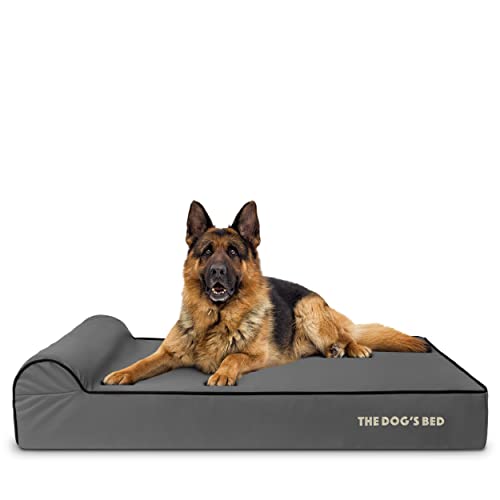 The Dog’s Bed Orthopedic Headrest Dog Bed XL Grey/Black 46x28, Memory Foam, Pain Relief for Arthritis, Hip & Elbow Dysplasia, Post Surgery, Lameness, Supportive, Calming, Waterproof Washable Cover