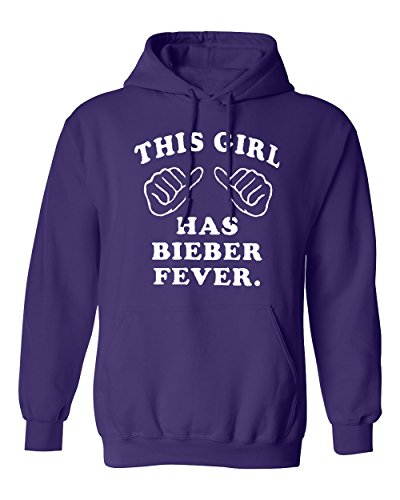 This Girl Has Bieber Fever Purple Hoodie Justin Sweatshirt Adult Medium (Medium)