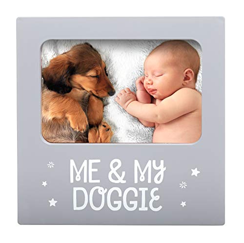 Tiny Ideas Me & My Doggie Picture Frame, Nursery Décor, Gender Neutral Gift, Gray