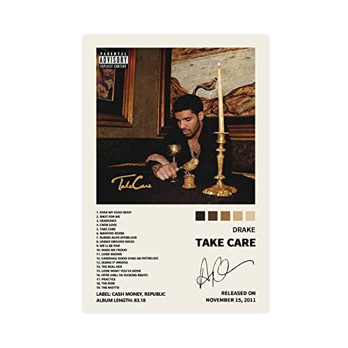 TOBIANG lsvgxsz Drake Poster Take Care Music Album Cover Signed Limited Poster Canvas Poster Wall Art Decor Print Picture Paintings for Living Room Bedroom Decoration Unframe:12x18inch(30x45cm)