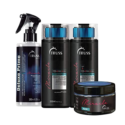 TRUSS Deluxe Prime Hair Treatment Bundle with Miracle Shampoo and Conditioner Set and Hair Mask