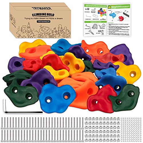 Trymaker Rock Climbing Holds,Climbing Wall for Kids,15PCS Climbing Set for Adult Indoor and Outdoor