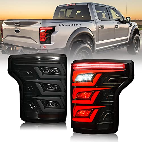 TT-ABC LED Tail Lights for Ford F150 Accessories F-150 2015-2020 with Start Animation Rear Taillight Assembly(red turn signal)