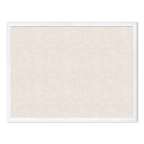 U Brands Linen Cork Linen Bulletin Board, 30 x 40 Inches, White Wood Frame (2917U00-01)