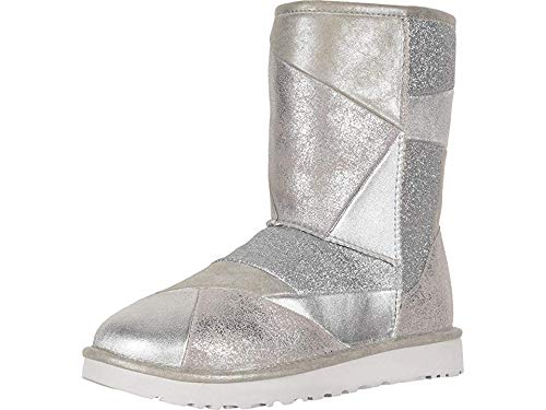 UGG Women's W Classic Glitter Patchwork Fashion Boot, silver, 6 M US