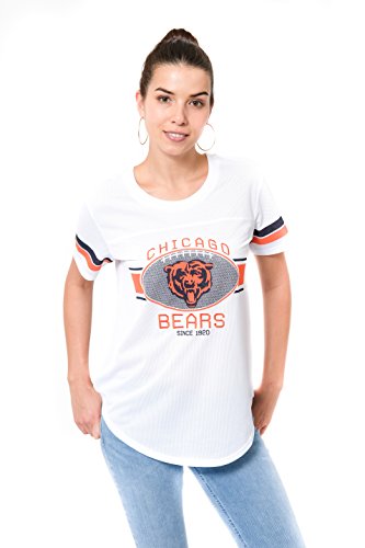 Ultra Game NFL Chicago Bears Womenss Soft Mesh Jersey Varsity Tee Shirt, White, X-Large