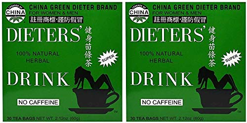 Uncle Lee's Tea Legends Of China Dieter's 100% Natural Green Herbal Drink (Pack Of 2) With Chinese Mallow and Senna Leaf, 30 Count Each