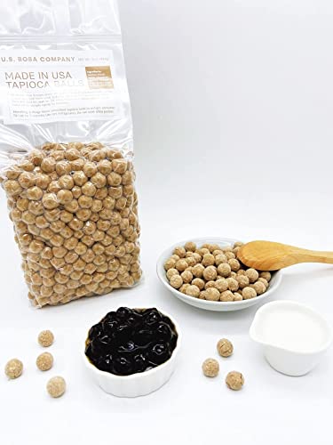 US Boba Co Unsweetened Tapioca Pearl, Easy to Cook, Tapioca Boba Balls for Tea Milk, Coffee & Dessert Topping, Fresh Made in USA, Brown Sugar Flavor, 1 Pound (Pack of 1)