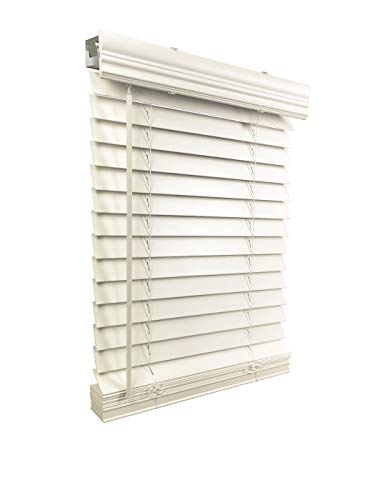 US Window And Floor 2" Faux Wood 46.625" W x 72" H, Inside Mount Cordless Window Blinds, 46.625 x 72, Smooth White,CLF0104650720