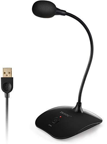 USB Computer Microphone with Mute Button,Plug&Play Condenser,desktop, PC, Laptop, Mac, PS4 Mic LED Indicator -360 Gooseneck Design -Recording, Dictation, YouTube, Gaming, Streaming(Omnidirectional)