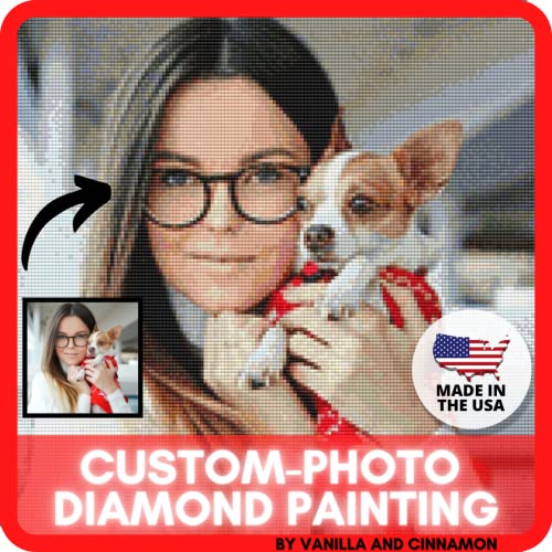 Vanilla and Cinnamon - Photo Custom Diamond Painting Kits Full Drill for Adults 5D DIY - Made in USA - Personalized Diamond Art, Diamond Dotz Kits, Round Drill 13.7 INCH / 35 cm (Beginner)