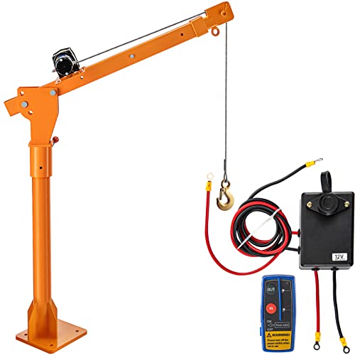 VEVOR 2200 lbs Truck Crane, with Electric Winch 3000 lb 12V， Pickup Truck 360° Swivel Electric Crane for Truck, Pickup Truck Jib Cranes for Lifting Goods in Construction, Factory, and Transport