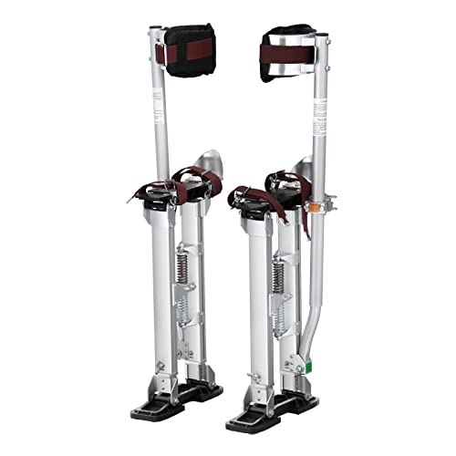 VEVOR Drywall Stilts, 18''-30'' Adjustable Aluminum Tool Stilts with Protective Knee Pads, Durable and Non-Slip Work Stilts for Sheetrock Painting, Walking, Taping, Silver