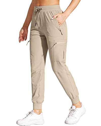 VILIGO Khaki Pants for Women Travel Casual Athletic Lightweight Jogger Pants Khaki M