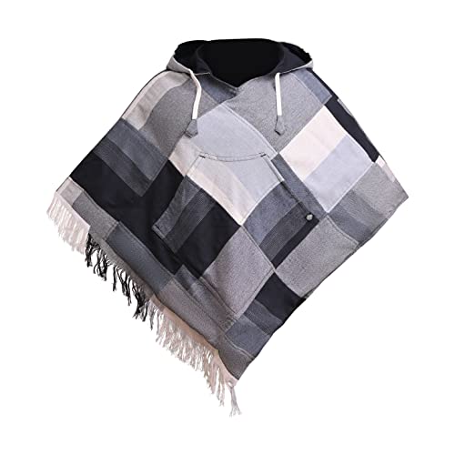 virblatt - poncho men XXL | 100% cotton | Mexican poncho Baja hoodie mens ponchos for men Baja drug rug - Wanderlust patchwork XXL