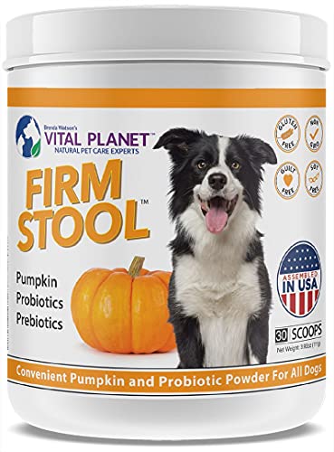 Vital Planet - Firm Stool – Dog Stool Hardener, Eliminates Diarrhea and Gas - Pumpkin, Probiotics and Prebiotics for Healthy Digestion, Fiber for Firmer Stools and Regularity - 111 Grams 30 Servings