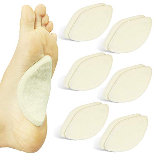 ViveSole Arch Support Pads (12 Pack) Adhesive Felt Foot Insert - Men Women - for Shoes, Sandals, Flip Flops, Boots, High Heels, Flat Feet, High Arches, Plantar Fasciitis