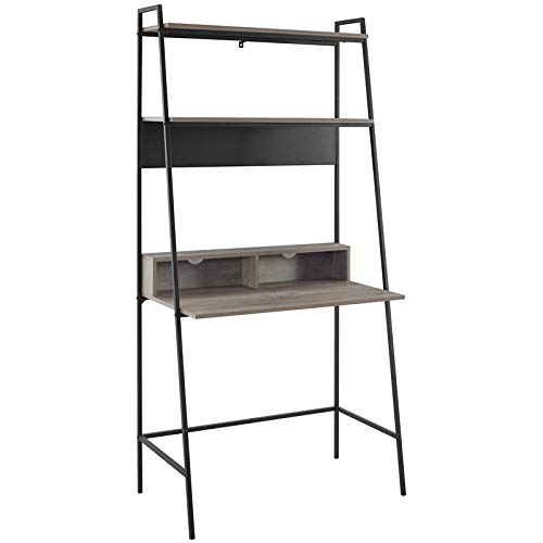 Walker Edison Freya Urban Industrial Ladder Desk with Metal Magnet Board, 36 Inch, Grey Wash