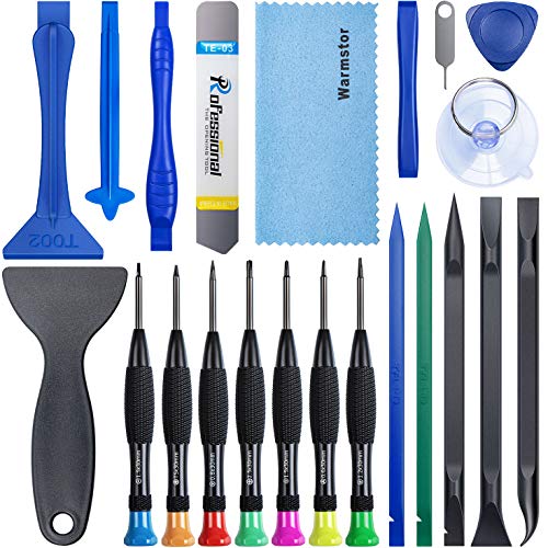 Warmstor 22 Pieces Premium Opening Pry Tool Screwdriver Set Repair Kit for iPhone 12 11 Pro Max/XS/XR/X/8 Plus/7 Plus/6S 6 Plus/5/4,iPad Pro/Air/Mini,iPod,Samsung Galaxy Note 10 20 S20 Ultra and More