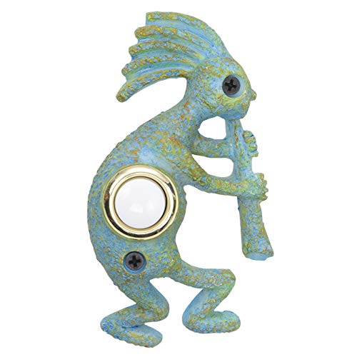 Waterwood Hand Painted Kokopelli Doorbell - Wired & Illuminated Push Button Cast in Durable Polyresin