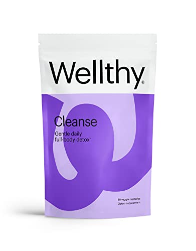 Wellthy Gentle Detox Cleanse (1 Month Supply), Bloating Relief, Weight Loss Colon Cleanser, Flatten Your Stomach & Waist Line, Gut Support, Water Loss Pills