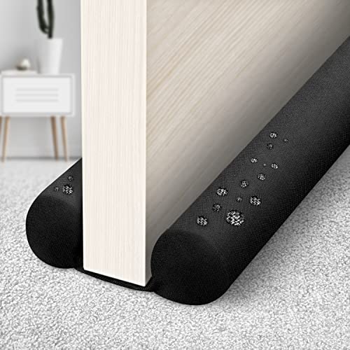 WEXHUG Waterproof Twin Door Draft Stopper Adjustable Size 30" to 36" Weather Stripping Noise Blocker Window Breeze Blocker (Black)