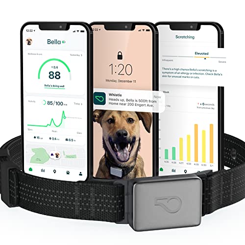 Whistle Switch GPS + Health + Fitness Smart Dog Collar, 24/7 Dog GPS Tracker Plus Dog Health & Fitness Monitor, Sleek Design, Waterproof, 2 Rechargeable Batteries, for Dogs 5lbs and up (Black) XS/S