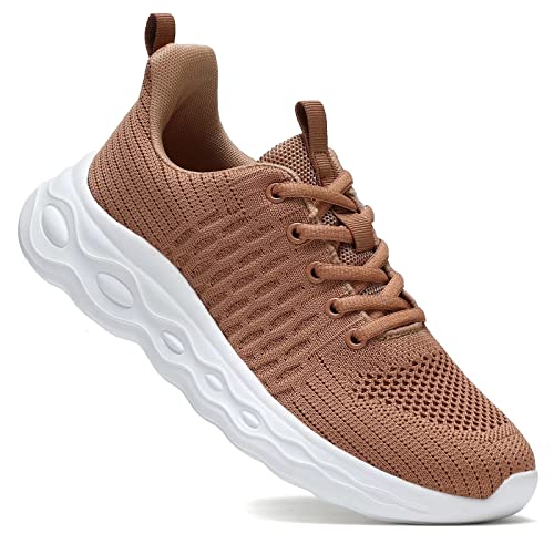 Women's Running Shoes Walking Tennis Sneakers Ladies Work Casual Comfor Lightweight Non-Slip Gym Trainers Brown