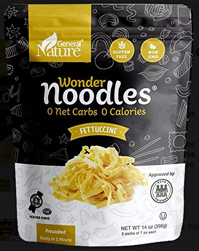 Wonder Noodles, Kosher, Vegan Friendly, Zero- Carb, Zero Calorie Noodles, Ready To Eat Pasta, Fettuccine, 14 Oz Bag [5 Pack]