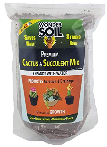 WONDER SOIL | Organic Cactus & Succulent Soil (12 Quarts). Fast Draining Ready to Plant Coco Coir Loaded w/ Nutrients | 3 LBS Expands to 12 Quarts | Incl Worm Castings & Nutrients