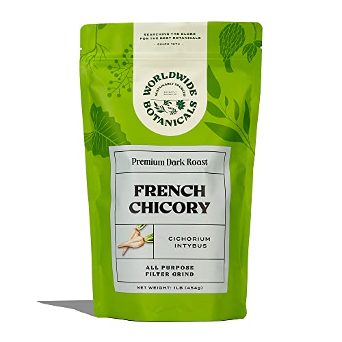 Worldwide Botanicals French Chicory Root - Dark Roast – Brew Like Coffee, Blend Roasted Chicory Root With Coffee, Prebiotic Coffee Alternative, Acid Free, Caffeine Free, Kosher, 1 Pound