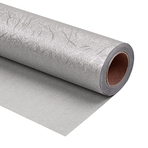 WRAPAHOLIC Wrapping Paper Roll - Basic Texture Silver Design for Birthday, Holiday, Wedding, Baby Shower Wrap - 30 Inch x 16.5 Feet