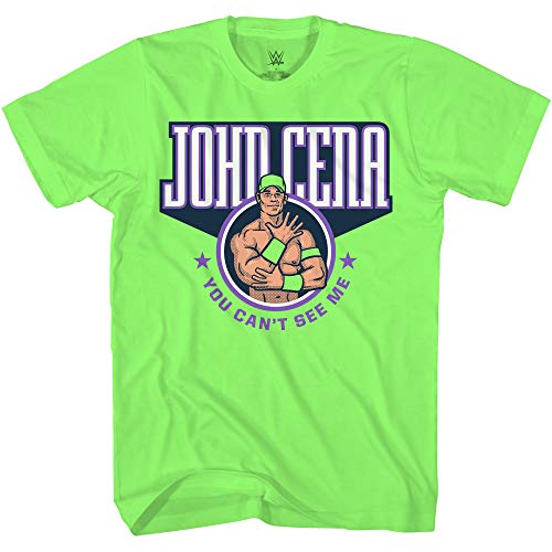 WWE Champion John Cena Shirt - Hustle Loyalty Respect - Mens World Wrestling Champion T-Shirt (Neon Green, XX-Large)