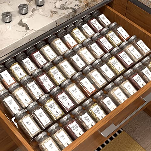 Yakaly Clear Acrylic Spice Drawer Organizer, Expandable 13" to 26" - 4 Tier 2 Sets(8 Pieces) In Drawer Seasoning Jars Insert , Drawer Spice Rack for Kitchen Cabinet Drawer/Countertop